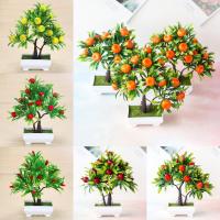 Artificial Flower Plastic Non-Fading Artificial Fruit Faux Orange Tree Portable Artificial Plant Realistic Artificial Bonsai Artificial Flowers  Plant