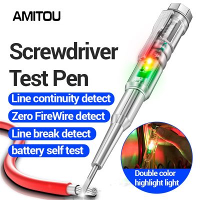AMITOU B13 Electric Screwdriver Voltage Tester LED High-Brightness Induction Measuring Pen 24-250V Zero Live Wire Detector Tools