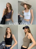 BANJEOLON Square neck beautiful back sling (With chest pad) Hot girl knitted bottoming Slim slim short top BAN167