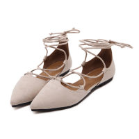 sexy cross-tied gladiator summer shoes woman pointe toe cut out flat lace up ballet flats Roman style Dorsay shoes big size 43