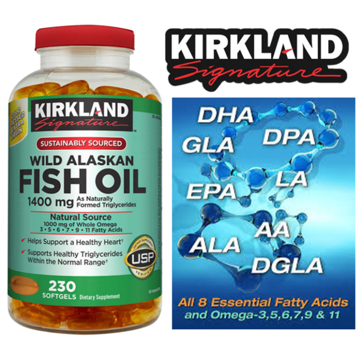 Kirkland WILD ALASKAN FISH OIL 1400mg Omega3 (230 Softgels) เคิร์ก