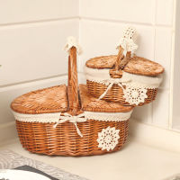 fruit rattan storage box Picnic wicker basket home ornament