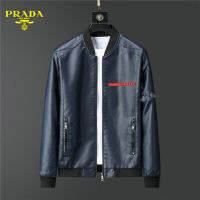 [คุณภาพสูง] Original Pradas หนังแจ็คเก็ตสำหรับชาย Casual Bomber Jacket 2022ฤดูใบไม้ร่วง/ฤดูหนาว Warm Men เสื้อผ้าแฟชั่น Outerwear