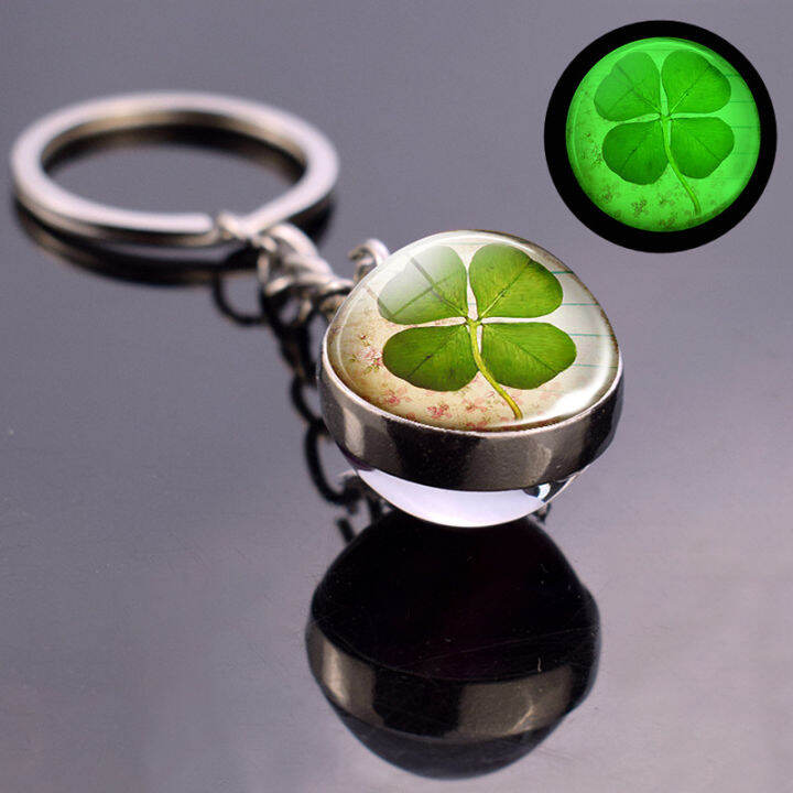 lucky-four-leaf-clover-glass-ball-gift-pendant-clover-keychain-clover-keyring