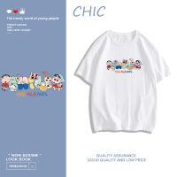 CHIC ผ้าฝ้ายแท้ การ์ตูนน่ารักพิมพ์เสื้อยืดแขนสั้นสบาย ๆ T0242