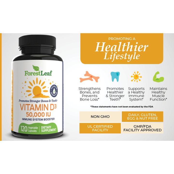 วิตามินดี-3-vitamin-d3-50-000-iu-weekly-supplement-120-vegetable-capsules-forestleaf-วิตามินดี-vitamind-3