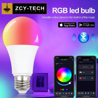 ZCY หลอดไฟ RGB อัจฉริยะแบบไร้สายเชื่อมต่อด้วยแอปบลูทูธ,หลอดไฟ RGBW ปรับความสว่างได้ E27 12W หลอดไฟ LED เปลี่ยนสีได้มีไฟสำหรับตกแต่งบ้านห้องนั่งเล่นห้องนอนงานเลี้ยงคริสต์มาส AC85-265V