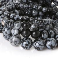 Best Selling Size 4 6 8 10mm Snowflake Obsidian Beads Round High Quality Natural Stone Beads for Jewelry Making DIY Bracelet Hot Beads