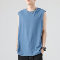 Pure cotton mens vest the new summer 2023 han edition of popular logo sleeveless T-shirt loose leisure foundation base coat --ntx230801♘⊕