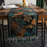 European Retro Jacquard Boho Table Runner Embroidery Tassel Floral Tablecloth Home Ho Tea Coffee Table Long Decoration Cloth