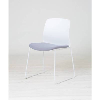 Modernform เก้าอี้สัมมนา เก้าอี้อเนกประสงค์ รุ่น  EMS เหล็กสีขาว เฟรมพลาสติกสีขาว เบาะหุ้มผ้าสีเทา