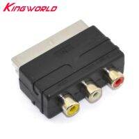 Scart ชาย Plug To 3RCA Phono หญิง AV TV Audio Video Adapter สำหรับ PS4สำหรับ WII DVD VCR