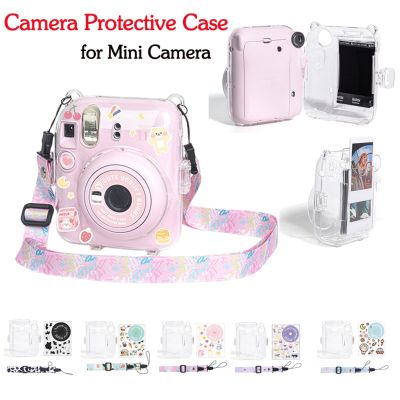 กระเป๋าเก็บของสำหรับเด็กกล้องพร้อมสายรัดป้องกันกล้องถ่ายภาพโปร่งใสดีไซน์แฟชั่นสำหรับ Fujifilm Instax Mini 12สำหรับกล้องจิ๋ว