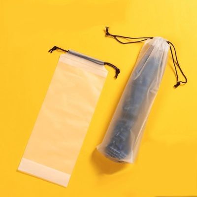 1 Pc Translucent Matte Umbrella Drawstring Storage Bag/ Reusable Plastic Umbrella Cover/ Portable Waterproof Organizer