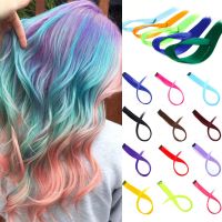 LUPU Synthetic Long Straight Rainbow Highlighted Hair Extensions Fake Hair One Clip In One Hair Pieces For Women Pink Purple Red Wig  Hair Extensions