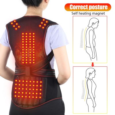 Self Heating Waist Back Shoulder Posture Corrector Magnetic Heating Therapy Spine Lumbar Brace Support Belt Back Pain Relief