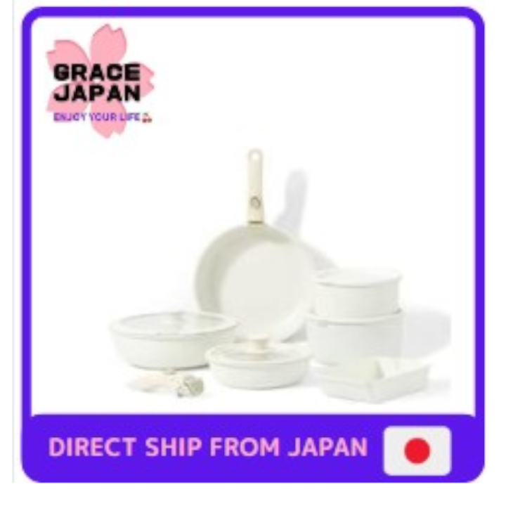 CAROTE Frying pan set, induction compatible, gas flame compatible, 12piece pan set, marble