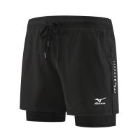 Mizuno running shorts mens sports marathon track and field American quick-drying pants fake two-piece training fitness three-point pants