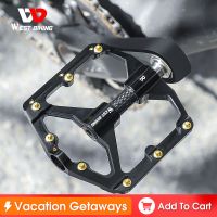 WEST BIKING 3 Bearings Bicycle Pedals Ultralight BMX MTB Road Bike Flat Pedal Aluminum Anti-slip Waterproof Cycling Accessories