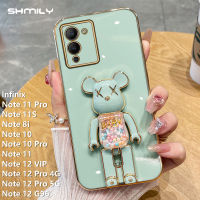 สำหรับ Infinix Note 11 Pro Note 11S Note 8i Note 10 Pro Note 11 Note 12 VIP Note 12 12 Pro 4G Note 12 Pro 5G Note 12 G96เท่และทันสมัยที่ตั้งรูปหมีเคสโทรศัพท์ถั่วหวานฝาครอบโทรศัพท์ซิลิโคนเคสนิ่มเคลือบอิเล็คโทรเพลทหรูหรายอดนิยม