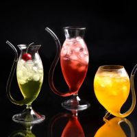 【CW】 300ml Wine Whiskey Glass Resistant Sucking Juice Drinking Tube Cup