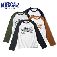 MBBCAR 2023ใหม่ล่าสุดเสื้อยืดแขนยาวตัวอักษรแขนแร็กแลนสำหรับขี่รถจักรยานยนต์รุ่น230กรัม