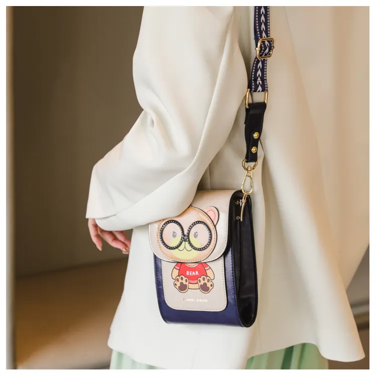 BeiBaoBao Mobile phone bag for women cute bear women's bag HI-Q crossbody  bag Female Luxury Designer messenger bag mini purse