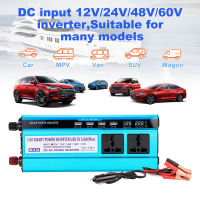 เครื่องแปลงกระแสไฟฟ้าพลังงานแสงอาทิตย์1200W DC 12V 24V 48V เป็น AC 220V ตัวแปลงแรงดันไฟฟ้าโซลาร์แอลซีดีดับเบิลดิสเพลย์4USB ดัดแปลงคลื่นไซน์เครื่องแปลงไฟ