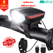 Đèn xe đạp thể thao miDoctor siêu sáng có còi pin sạc usb led T6 chống