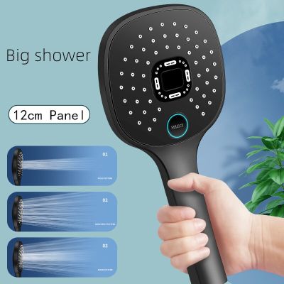 Bathroom Rainfall Shower Head 3 Modes Round Chrome Water-Saving Nozzle G1/2 Bath Faucet Wall Mounted Adjustable Black Shower Showerheads