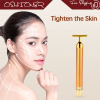 OSHIONER 24K Gold T-strip Facial Lifting V-Shaping Slimming Massage Stick Removal of Edema and Double Chin Lifting Skin Tightening Facial Massage Stic