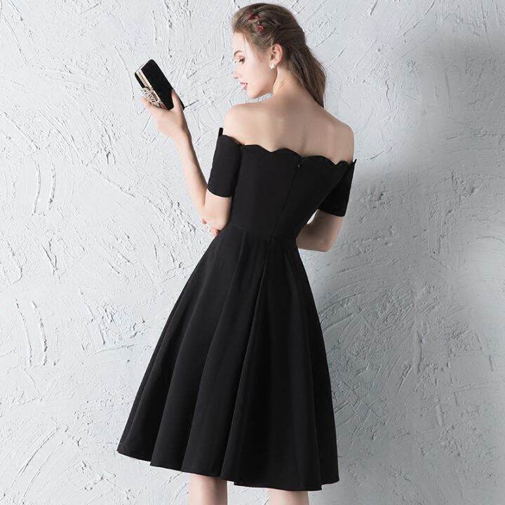 dress-small-black-dress-2022-new-party-elegant-sexy-shoulder-black-short-socialite-evening-dress-women