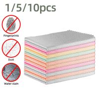 Reusable Kitchen Dish Cleaning Towel Microfiber Cloth Fish Scale Wipe Efficient Washing Rags Clean Towel Home Table Car Glass Dish Cloth  Towels