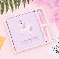 Cute Creative Beautiful Pink Blue Unicorn Hardcover Planner Notebook Set Diary Book with Pen School Supplies Students Girls Gift