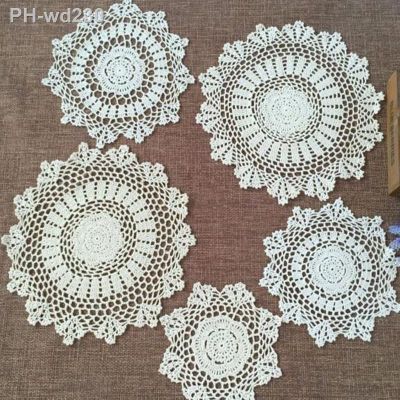 Round flower cotton table place mat pad Cloth crochet Christmas Hand placemat cup wedding tea coffee coaster dish doily kitchen