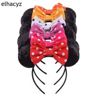 10pcslot New Classic Printed DOT Bow 3.3" Mouse Ears Headband Girls Women Hairband Trendy Kids Headwear DIY Hair Accessories