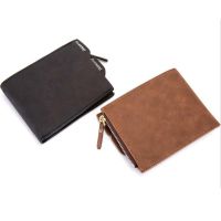 Baborry QB02 Men Short Bifold Wallet with the Zipper Men Wallet Top RFID Antimagnetic Anti RFID Anti Theft Beg Lelaki