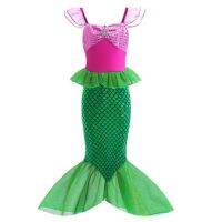 【CC】 Kids Costume Sleeveless Scales Print Fishtail Skirt Dresses Birthday