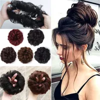 Natural Women Hairpieces Rubber Band Drawstring Curly Synthetic hair Messy Hair Donut Bun Curly Chignon Elastic Band