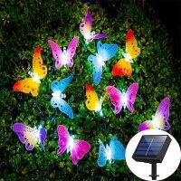 12 Led Solar Lamp Garden Butterfly String Lights Waterproof Garland Sun Power Outdoor Sunlight for Yard Fence Lawn Decoration Outdoor Lighting