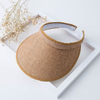 Rimiut Empty Top Sunshade Hat Female Sunscreen Sun Hat Summer Travel Beach Large Straw Hat for Women Large Brim Lightweight