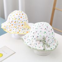 ┅✉┇ Summer Baby Sun Hat Cute Printed Toddler Girls Bucket Cap Sweet Bows Ruffle Kids Fisherman Hats Bonnet 아기모자