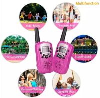 Walkie Talkie BF-T3 Baofeng FRS Two Way Radio Comunicador T3 Handy Talkie Hf Transceiver 2pcs Hotsale Children Mini Kids UHF สีชมพู (2443)