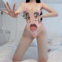 Bodystocking Underwear Thongs Siamese Sling Printing Pattern Erotic Lingerie Sexy Women Bodysuit Style Japanese Anime