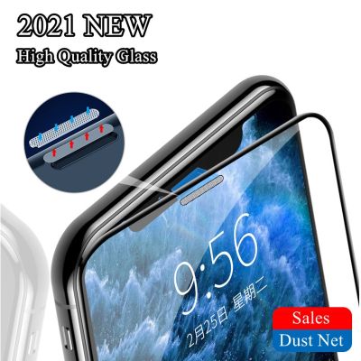 Glass For iphone 12 Pro 11 Pro Max X XS XR Screen Protector On iphone 12 13 mini 7 14 Plus Tempered Glass Earpiece With Dust Net