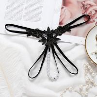 【CC】♕❆  Pearls Crotch Thong G-String Beading Crotchless T-back Panties String Underpants Calcinha