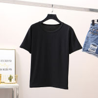 READY STOCK Women Short sleeved Crew neck T-shirt Solid color bottom shirt