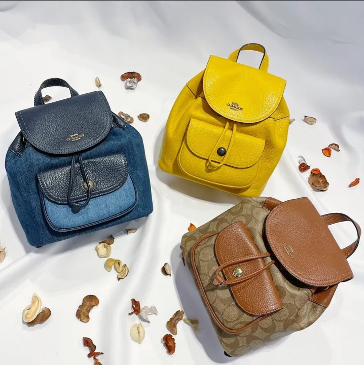 C4122 Coach Pennie In Denim And Refined Pebble Leather Women's Backpack