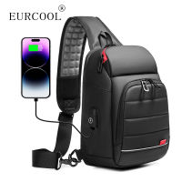 EURCOOL Multiftion Men Chest Bag For 9.7 "USB Backpack Charging Messenger Handbags Crossbody Shoulder Sling Male Bags Bolsas