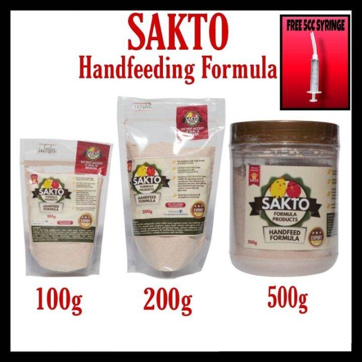 SAKTO Handfeed Formula with FREE 5cc Handfeeding Syringe with Hose Tip